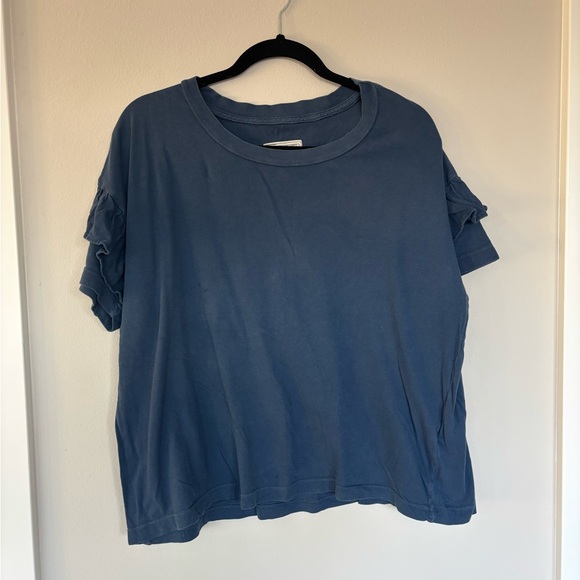 Current/Elliott Blue Boxy Short Sleeve T-Shirt - Picture 1 of 4